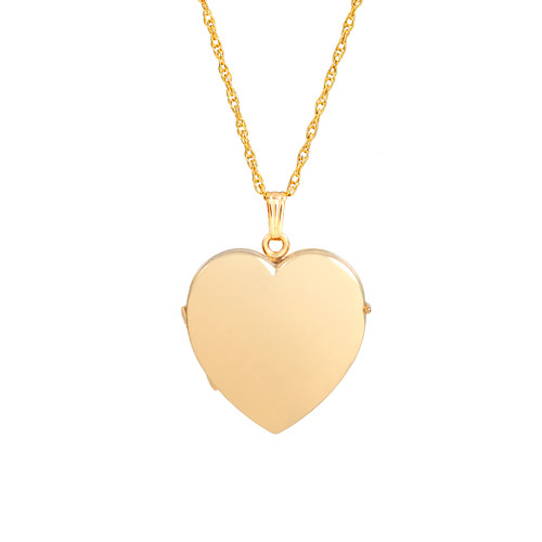 14K Gold Filled 4 Photo Heart Engraved Locket Necklace