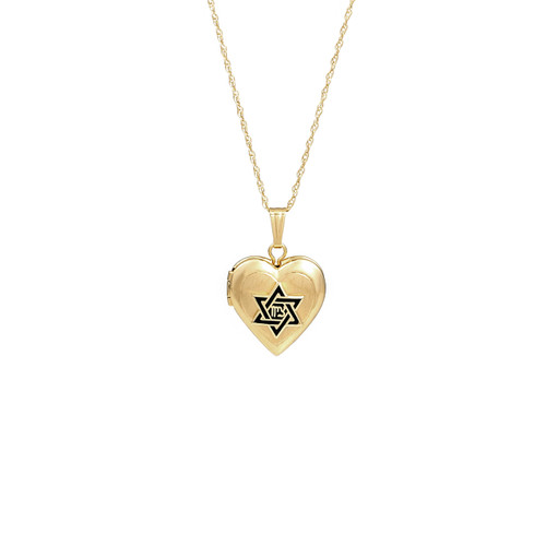 Star of David 14K Gold Heart Engravable Locket