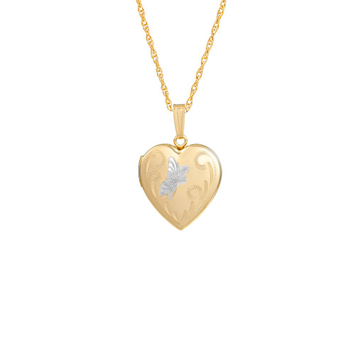 14K Gold Filled Butterfly Heart Personalized Locket Necklace