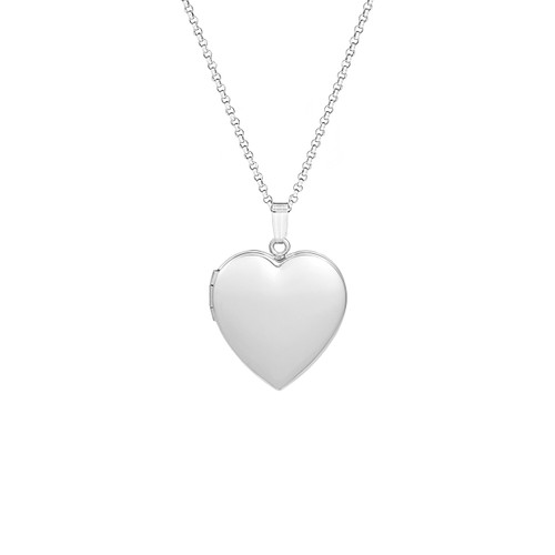 Polished Silver Locket in Heart Shape