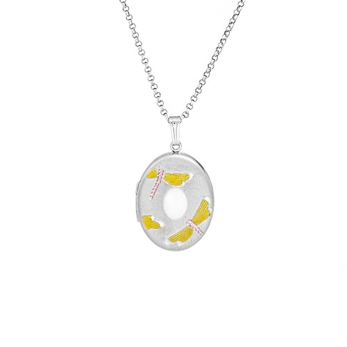Dragon Fly Love Silver Engraved Locket
