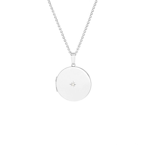 Diamond Accent Sterling Silver Personalized Locket Necklace