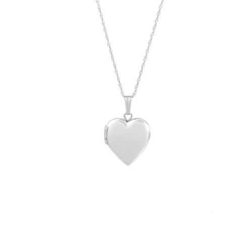 14K White Gold Petite Engraved Locket Necklace