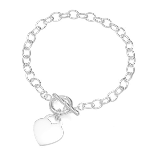Personalized Sterling Silver Heart Charm Bracelet
