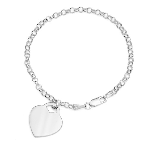 Sterling Silver Custom Engraved Charm Bracelet 7 inch