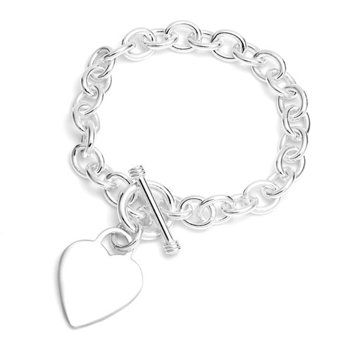 Sterling Silver Engraved Charm Bracelet for Her