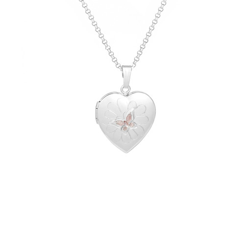 Butterfly Sterling Engraved Lockets Necklace