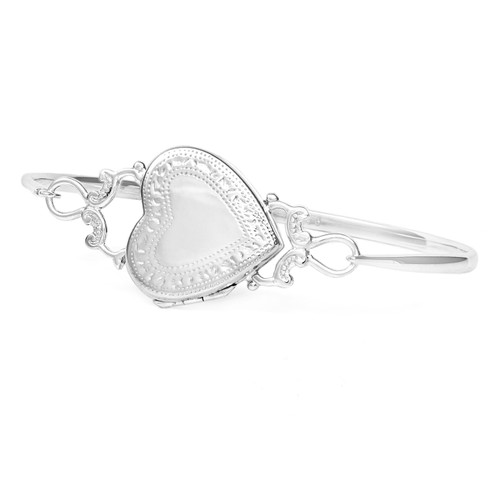 Personalized Sterling Locket Bangle Bracelet