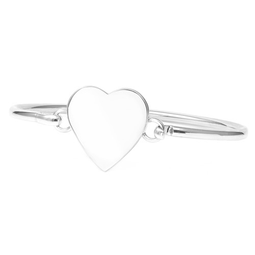 Engraved Sterling Silver Heart Bangle