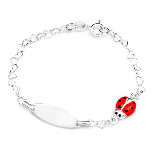 Engraved ID Bracelet with Ladybug charm
