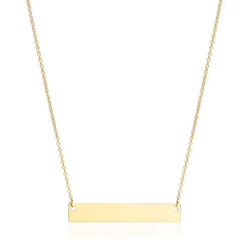 18K Gold Plated Bar Pendant Engraved Necklace