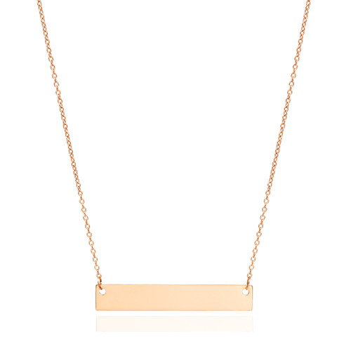 18K Rose Gold Plated Bar Pendant Engraved Necklace