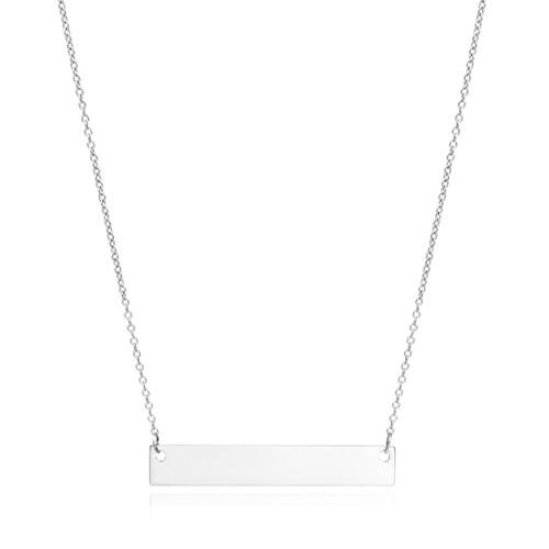 Adjustable Polished Silver Bar Pendant Necklace