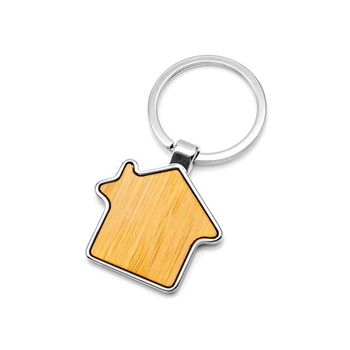 Bamboo and Silver House Keychain