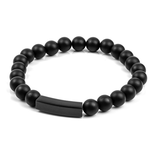 Personalized Black Agate Bead Bracelet