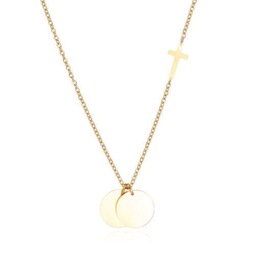 Personalized Gold Cross Charm Necklace