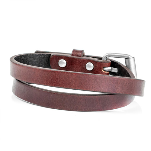 Buckle Up Silver Brown Wrap Leather Bracelet