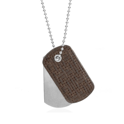 Dark Leather and Steel Personalized Dog Tag Necklace