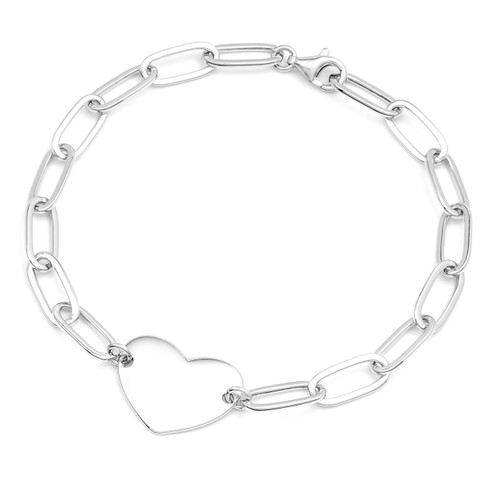 Sterling Silver Bracelet with Engravable Heart Charms