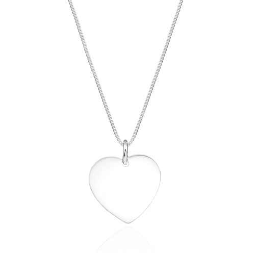 Sterling Silver Engraved Heart Charm Necklace for Women