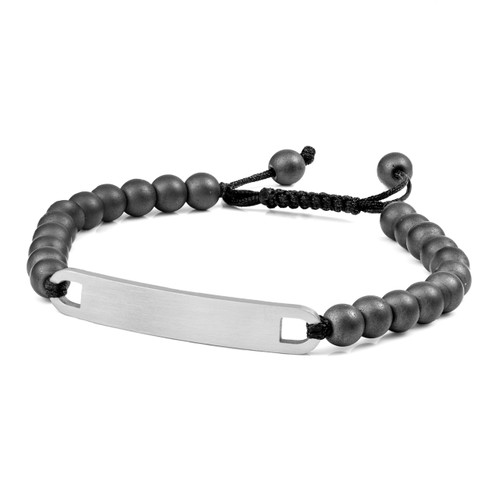 Engraved Hematite Bead Bracelet for Men