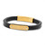 Gold and Black Engraved Leather Bracelet