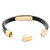 Gold and Black Engraved Leather Bracelet
