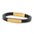 Gold and Black Engraved Leather Bracelet