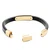Gold and Black Engraved Leather Bracelet