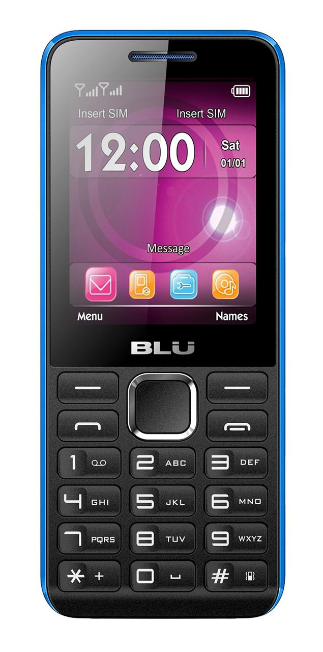 BLU Tank II Cellphone 2G Flip Phone T9 Dual-Sim GSM Unlocked Black Blue Red Cyan Dark Blue Gray Lime Coral White Yellow