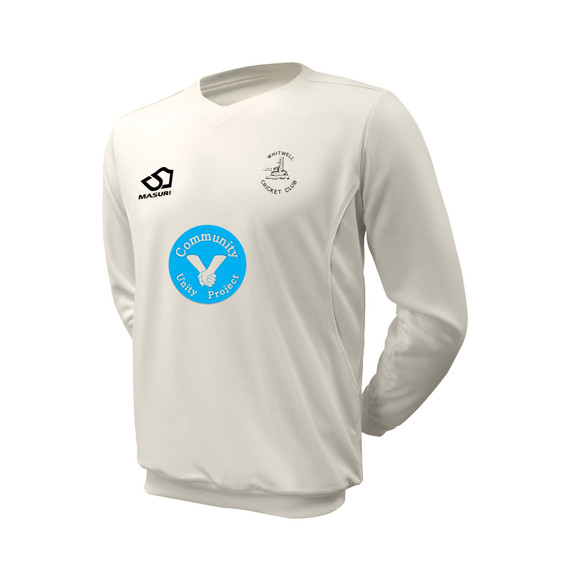 Junior Long Sleeve Cricket Slipover -WHITW