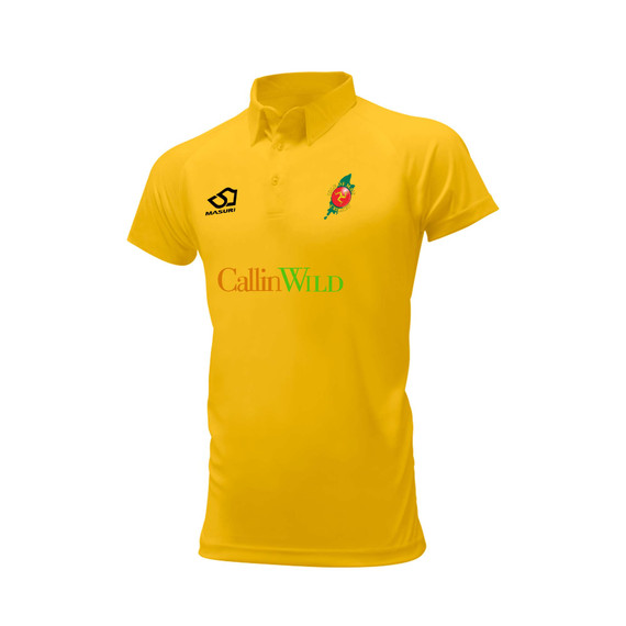 Junior Short Sleeve Coloured Cricket Shirt  (Yellow)-IOMCA