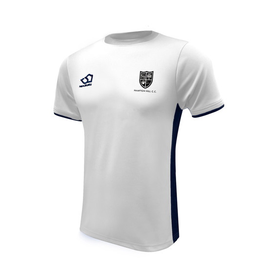 Mens Training Shirt  White/Navy-HAMHILL