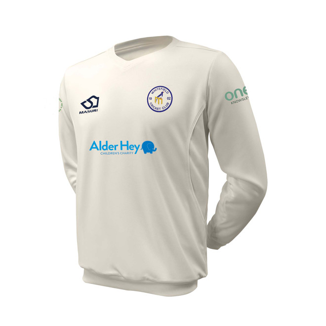 Long Sleeve Cricket Slipover -WHITEF