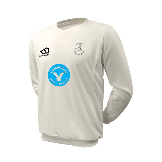 Junior Long Sleeve Cricket Slipover -WHITW