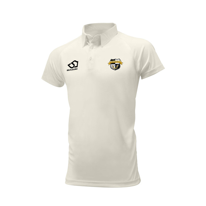 Mens Short Sleeve Cricket Shirt (BLACK/WHITE SHIELD)-BARCC
