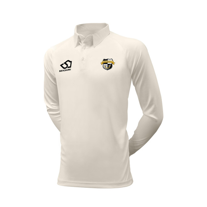 Long Sleeve Cricket Shirt (BLACK/WHITE SHIELD)-BARCC