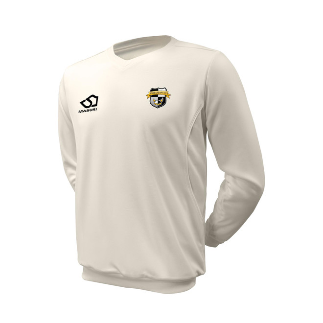 Long Sleeve Cricket Slipover (BLACK/WHITE SHIELD)-BARCC