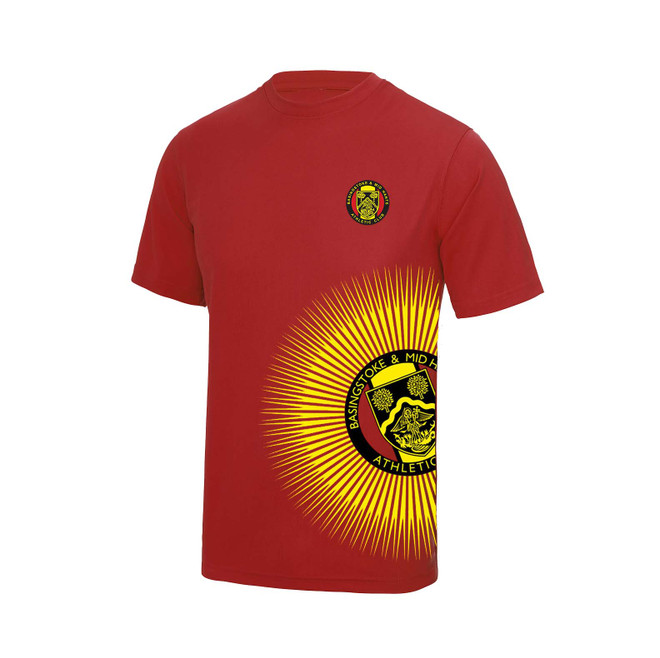 Mens Red Active Training Tee-BMHAC