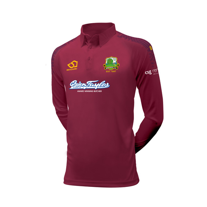 Junior Team Long Sleeve Cricket Shirt - Mens Sizing-RIDDING
