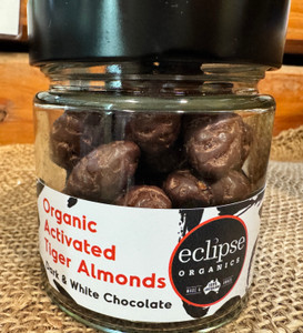 Dark & White Chocolate ACTIVATED 'Tiger' Almonds Organic - 125g Jar