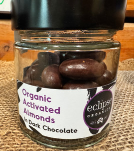 DARK Chocolate ACTIVATED Almonds Organic - 125g Jar