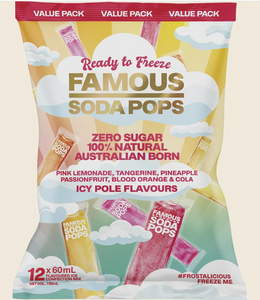 Icy Poles - Assorted Flavours Zero Sugar Natural 12x60ml - Famous Soda Co