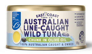 Tuna Chunks in OLIVE OIL Australian Line Wild Caught 185g - East Coast Tuna