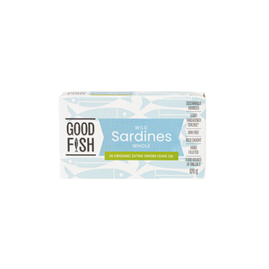 Sardines Line Wild Caught in ORGANIC EV OLIVE OIL 120g Tin - Good Fish
