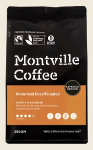 Coffee DECAF GROUND ESPRESSO Hinterland Blend Organic 250g - Montville Coffee