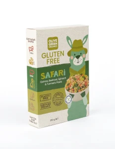 ANIMALS Quinoa & Rice w/ Beetroot & Spinach GF Pasta Shapes Organic 250g - Olive Green Organics