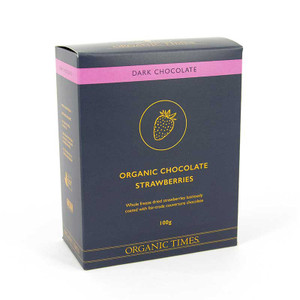 Strawberries Dark Chocolate Box 100g - Organic Times