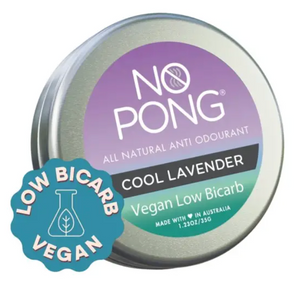 No Pong COOL LAVENDER Vegan LOW BiCarb Anti Odourant 35g Tin