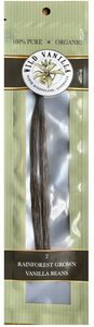 Vanilla Beans 2 Organic Rainforest Grown (Standard 15-17cm)- Wild Vanilla